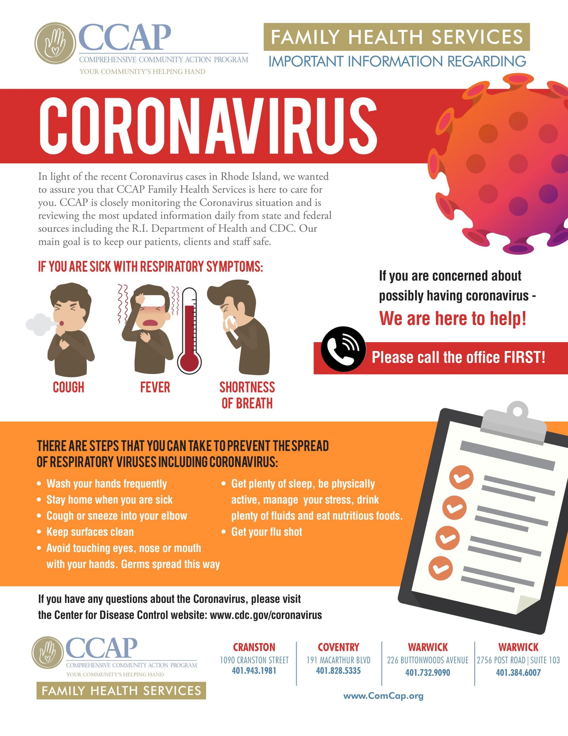 IMPORTANT INFORMATION REGARDING CORONAVIRUS from CCAP