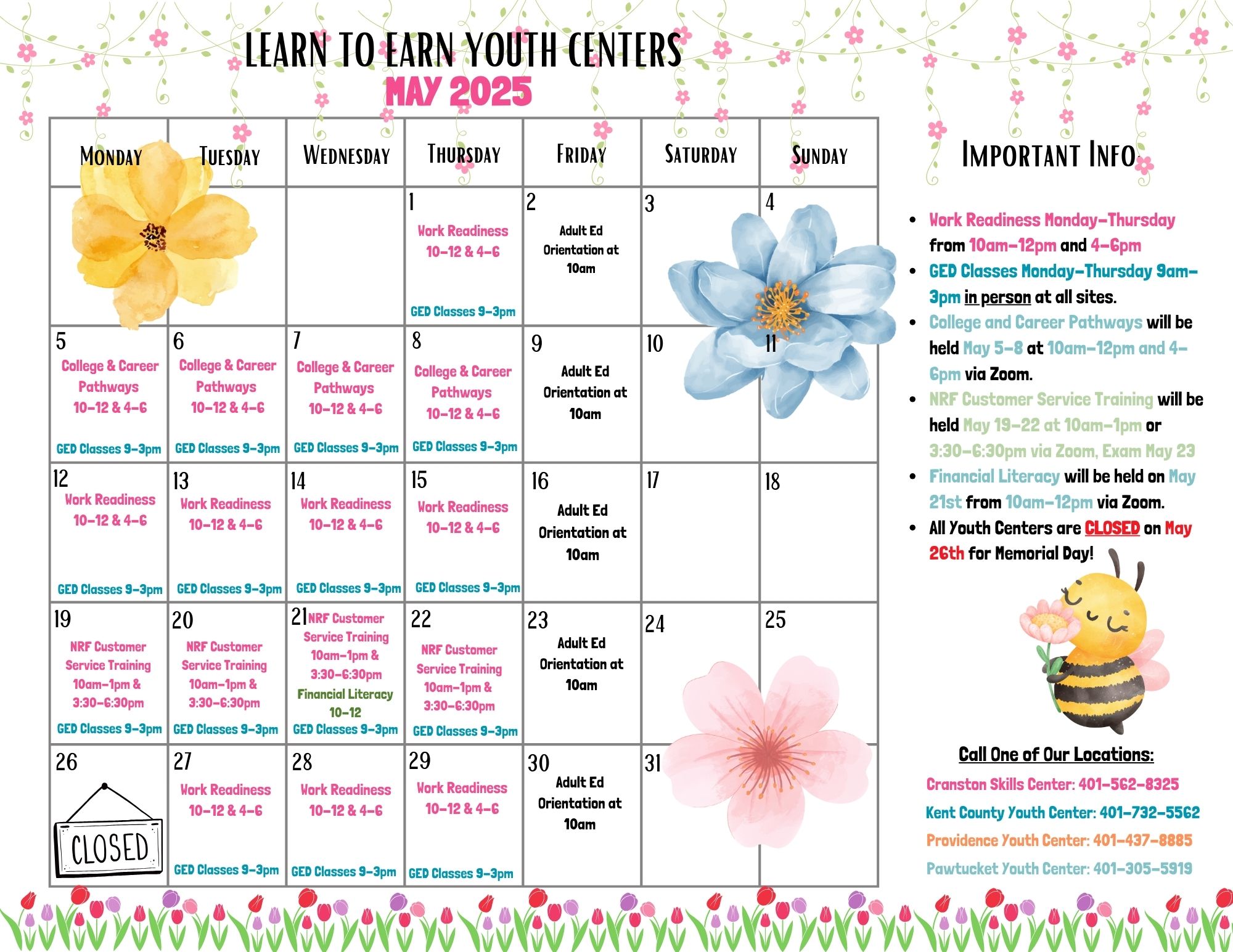 May 2025 L2E Calendar